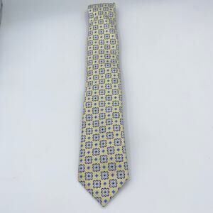 Alexander Julian Yellow Blue Printed Polyester Classic Neck Tie Men's 60"